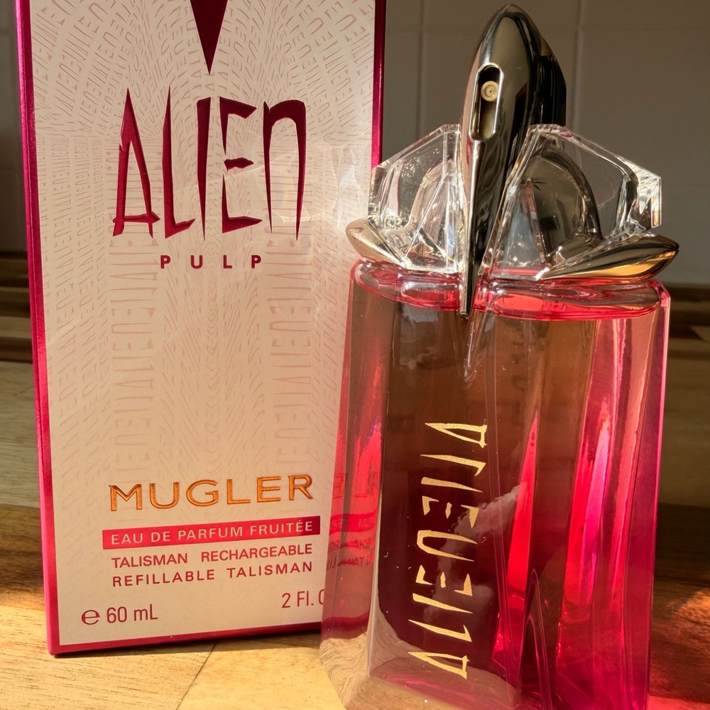 Mugler Alien Pulp Pink and Gold Gradient Perfume Bottle